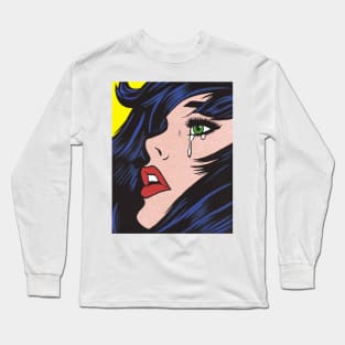 Sad Pop Art Woman Long Sleeve T-Shirt